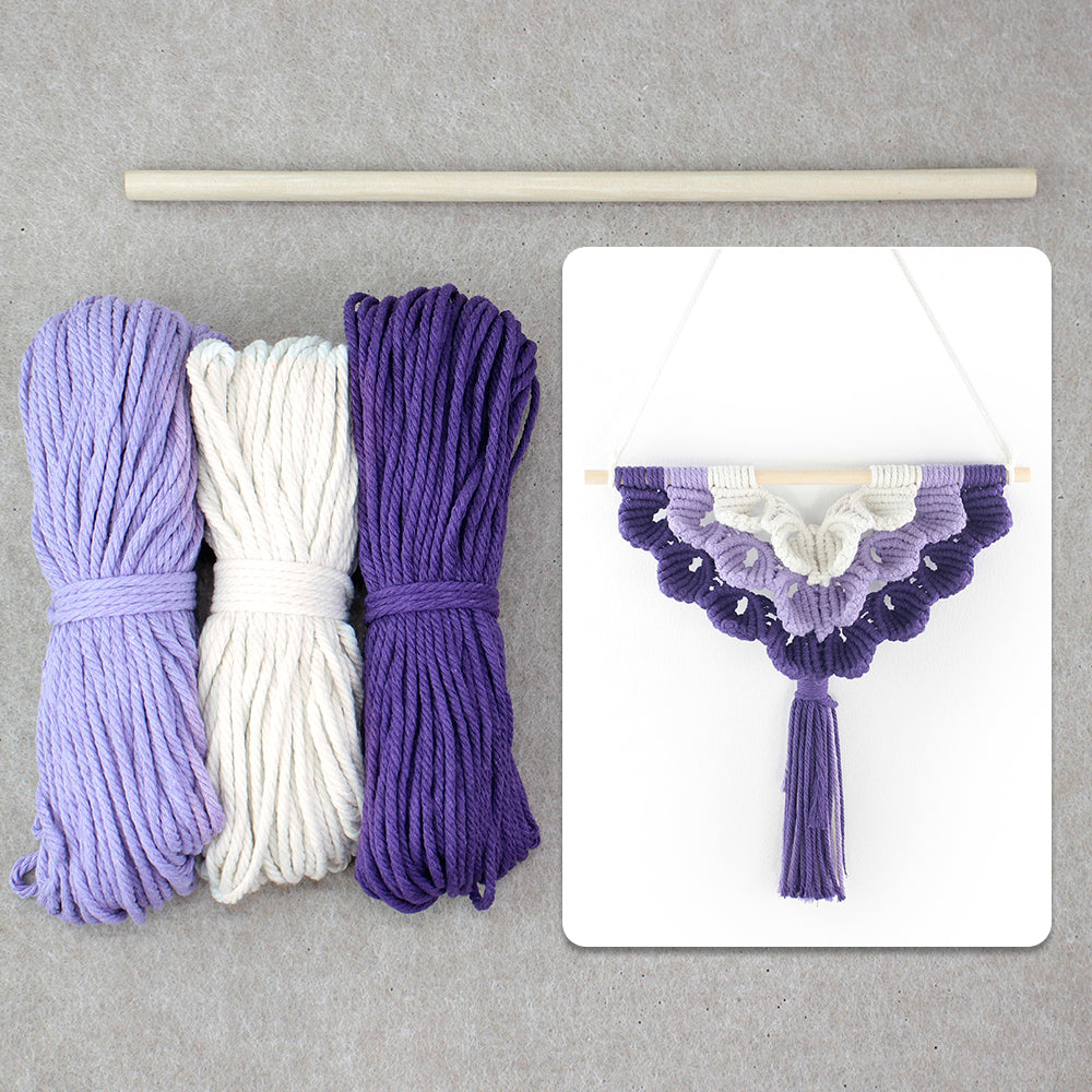 Macrame Kit Shell Tapestry Weaving Kit | 3-Color 3-Layer Gradient | Shell Links | Bedroom/Living Room Decor | Beginner-Friendly