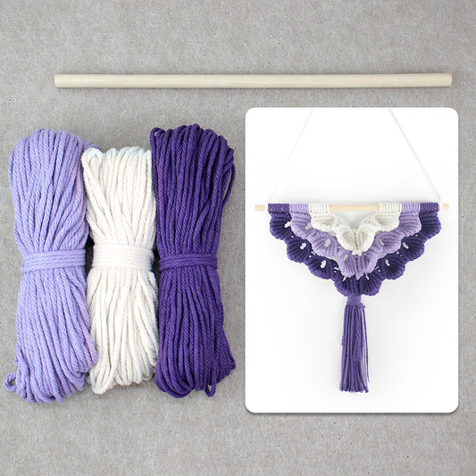 Macrame Kit Shell Tapestry Weaving Kit | 3-Color 3-Layer Gradient | Shell Links | Bedroom/Living Room Decor | Beginner-Friendly