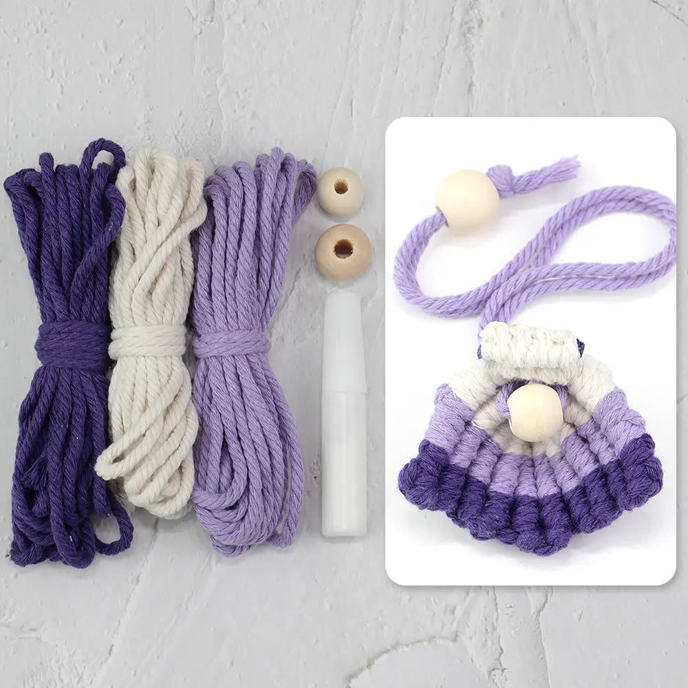 Macrame Kit for Beginners, Boho Shell Bookmark DIY Craft Kit, Vintage Ethnic Hand‑Woven Accessory Making Set