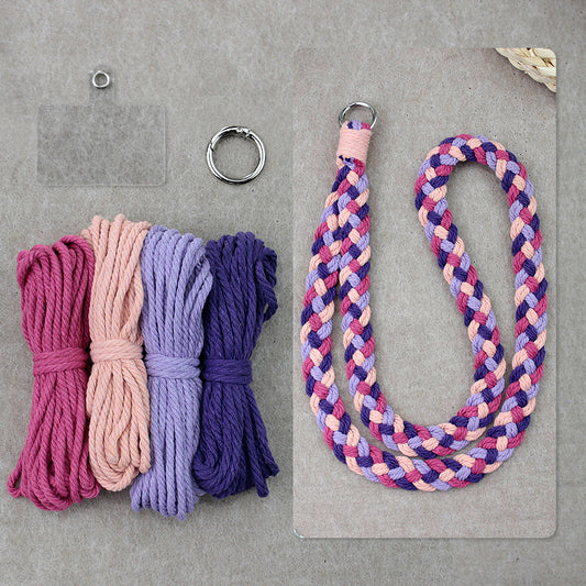 4-Strand Braid Lanyard/Keychain Weaving Kit Macrame Kit | Multi-Colors | Simple Elegant | Anti-Lost Strap/Bag Charm | Beginner DIY Set