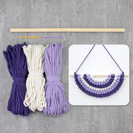 Macrame Kit for Beginners, Boho Semi‑Circular Tapestry DIY Kit, Vintage Wall Party Decor