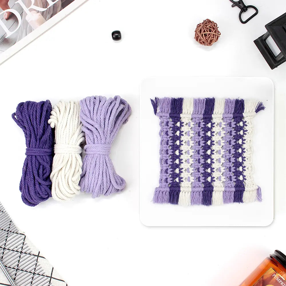 Macrame Kit for Beginners, Boho Square Coaster DIY Kit, Table Home Decor Gift