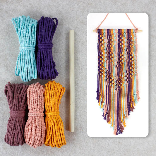 Macrame Kit for Beginners, Boho Colorful Tapestry DIY Kit, Vintage Wall Party Decor