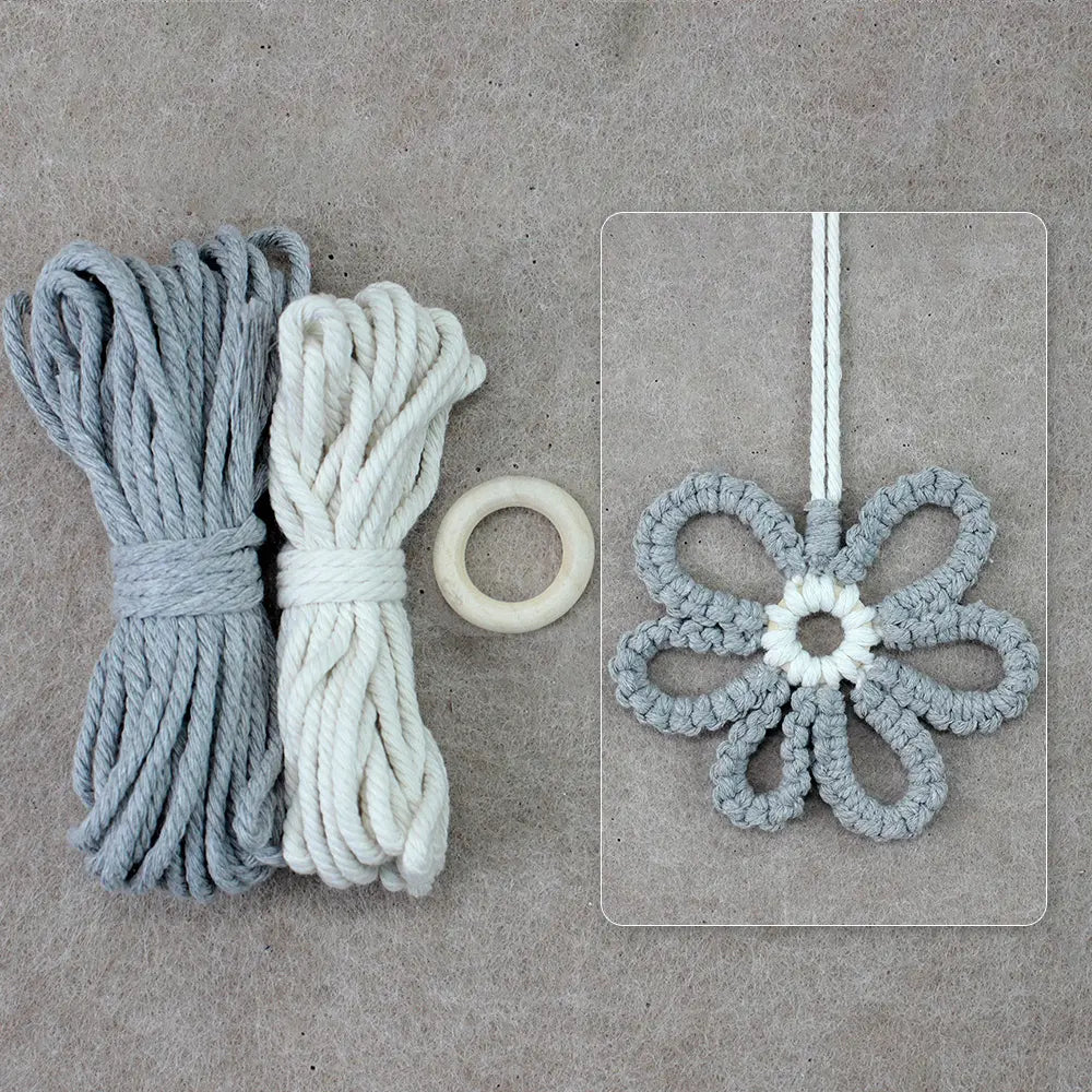 Macrame Kit for Beginners | DIY Six-Petal Flower Woven Ornament Kit