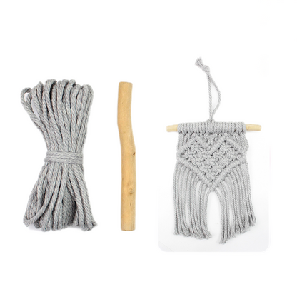 Macrame Kit Mini Love Tapestry Weaving Kit | Driftwood+Fringes | Car Mirror/Home Decor | Beginner-Friendly
