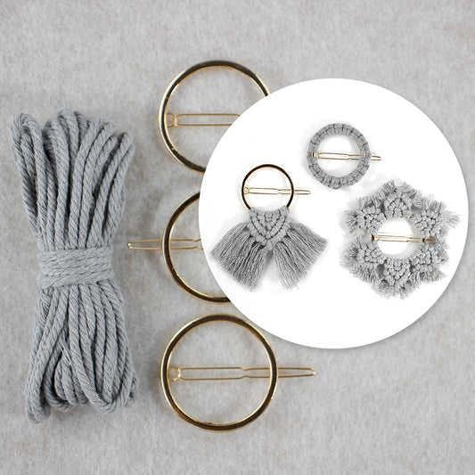 3Pcs DIY Hair Clip Macrame Kit for Beginners, Polyester Fiber Boho Tassel Round Snowflake Hair Accessories, Easy Weaving Craft Set with Tutorial, Multi-color Design for Fashion Outfit Decor
