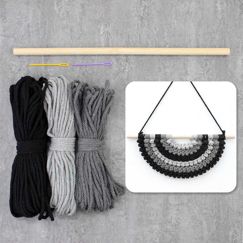 Macrame Kit Semicircle Tapestry Weaving Kit |  Design | Gradient/Contrast Option | Bedroom/Living Room Decor | Beginner-Friendly