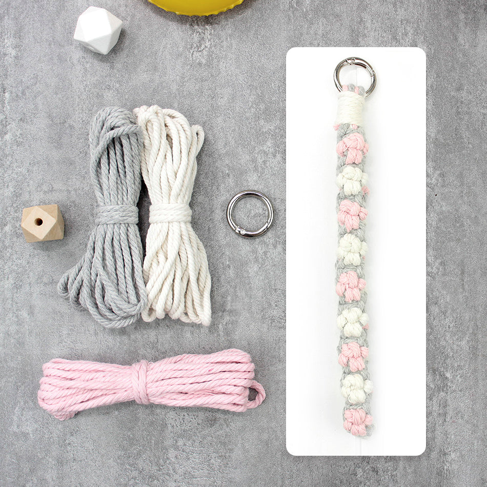 Macrame Kit Cute Cat Paw Wristband Keychain Weaving Kit | Multi-Colors | 2-Tone Pattern | Anti-Lost Strap/Bag Charm | Beginner-Friendly