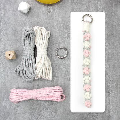 Macrame Kit Cute Cat Paw Wristband Keychain Weaving Kit | Multi-Colors | 2-Tone Pattern | Anti-Lost Strap/Bag Charm | Beginner-Friendly