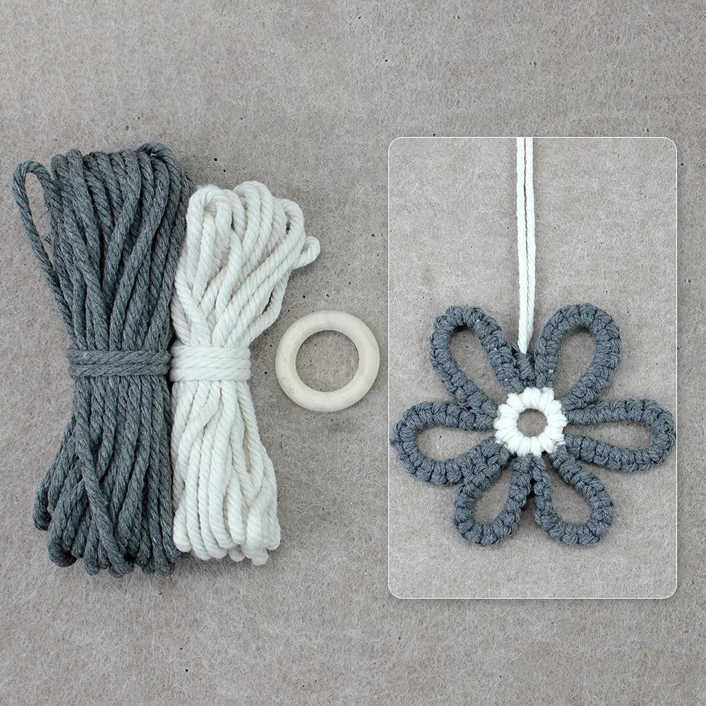 Macrame Kit for Beginners | DIY Six-Petal Flower Woven Ornament Kit