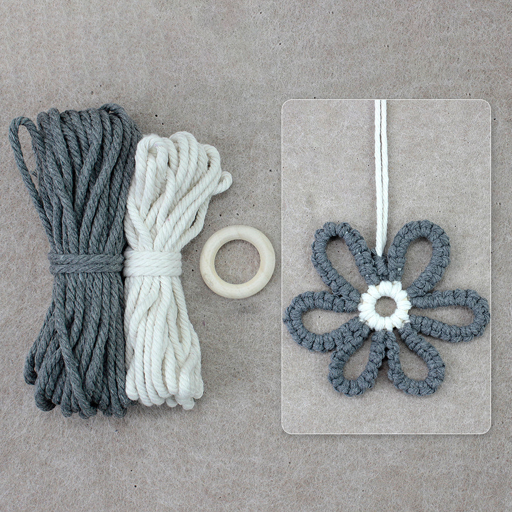 Six-Petal Flower Macrame DIY Kit - Polyester-Cotton Weaving Supplies with English Tutorial | Handmade Craft Set