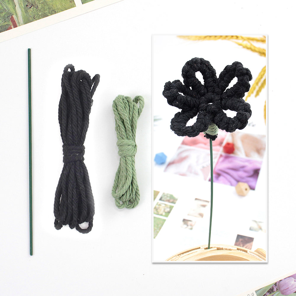 Handmade Flower Macrame DIY Kit - All-in-One Weaving Supplies with English Tutorial | Craft Set
