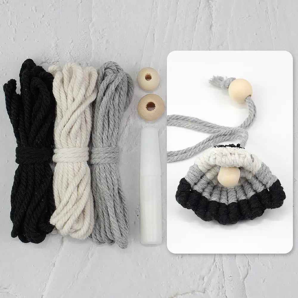 Macrame Kit for Beginners, Boho Shell Bookmark DIY Craft Kit, Vintage Ethnic Hand‑Woven Accessory Making Set