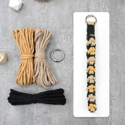 Macrame Kit Cute Cat Paw Wristband Keychain Weaving Kit | Multi-Colors | 2-Tone Pattern | Anti-Lost Strap/Bag Charm | Beginner-Friendly
