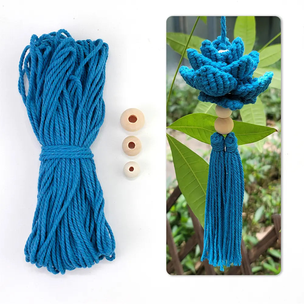 Macrame Kit for Beginners, Boho Lotus Hanging Ornament DIY Kit, Vintage Ethnic Hand‑Woven Craft Set