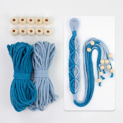 Macrame Kit Beaded Curtain Tieback Weaving Kit | Contrast Color Design | Wooden Bead Curtain Tieback | Curtain Organizer | Beginner Weaving