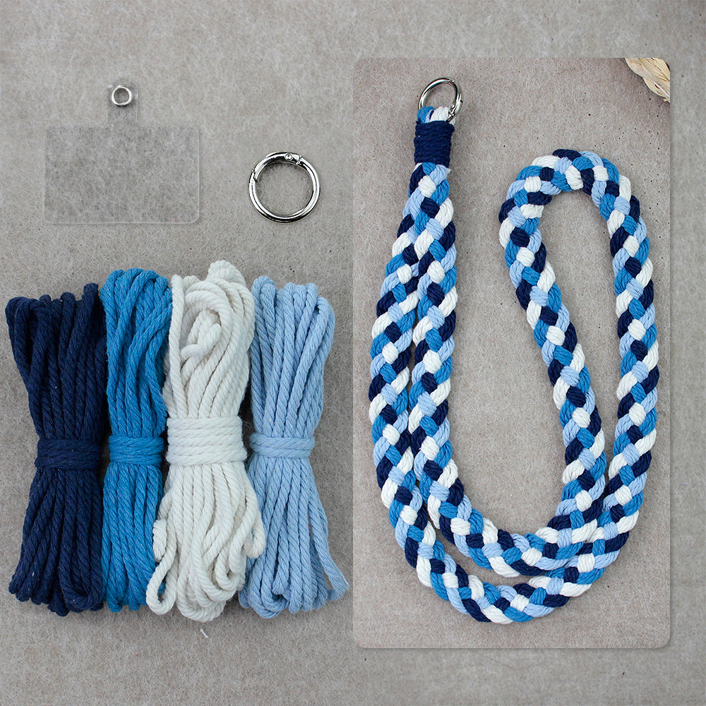 4-Strand Braid Lanyard/Keychain Weaving Kit Macrame Kit | Multi-Colors | Simple Elegant | Anti-Lost Strap/Bag Charm | Beginner DIY Set