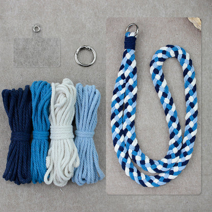 4-Strand Braid Lanyard/Keychain Weaving Kit Macrame Kit | Multi-Colors | Simple Elegant | Anti-Lost Strap/Bag Charm | Beginner DIY Set