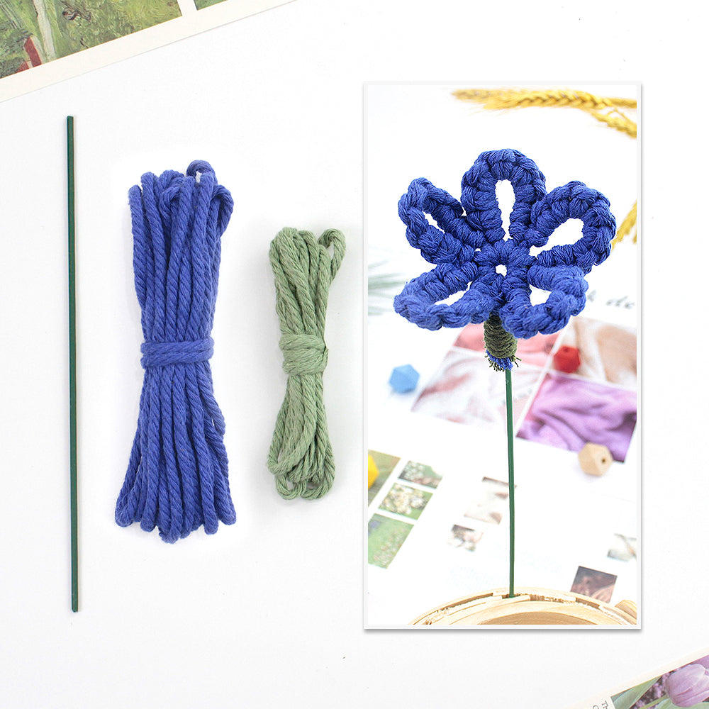 Handmade Flower Macrame DIY Kit - All-in-One Weaving Supplies with English Tutorial | Craft Set