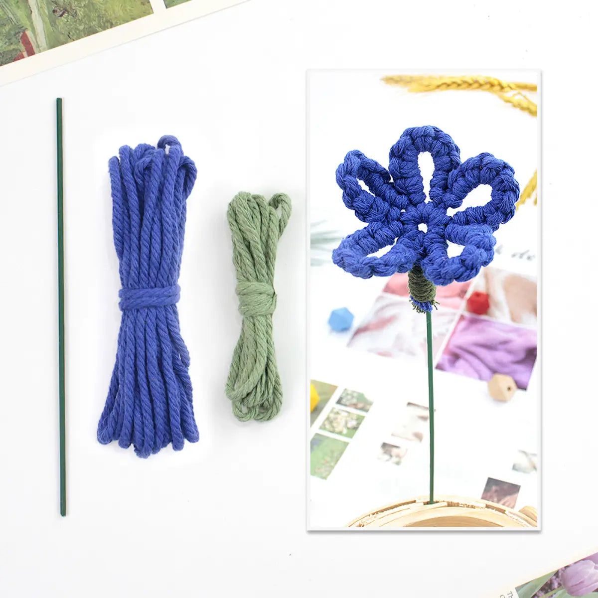 Macrame Kit for Beginners | Hand Woven Flower DIY Set with Weaving Tutorial