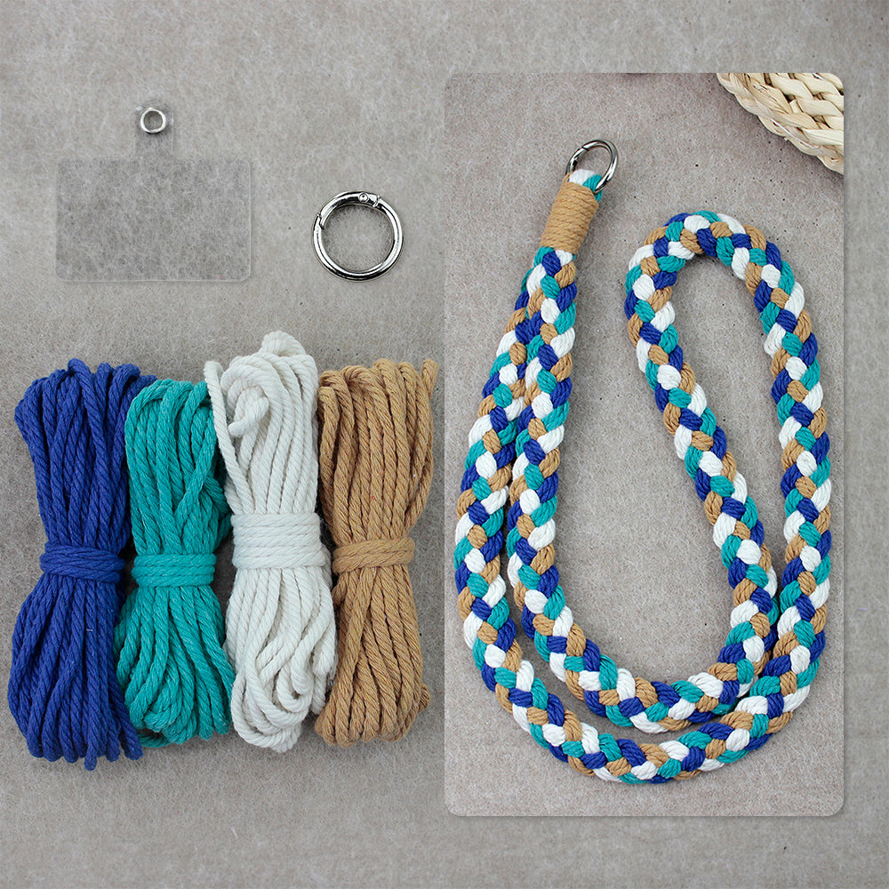 4-Strand Braid Lanyard/Keychain Weaving Kit Macrame Kit | Multi-Colors | Simple Elegant | Anti-Lost Strap/Bag Charm | Beginner DIY Set