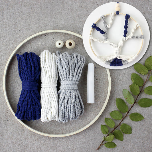 Macrame Kit Tree of Life Ring Weaving Kit | Bohemian Hanging Ring | Solid/Multi-Color | Wall Decor | Beginner Weaving | Handmade Gift