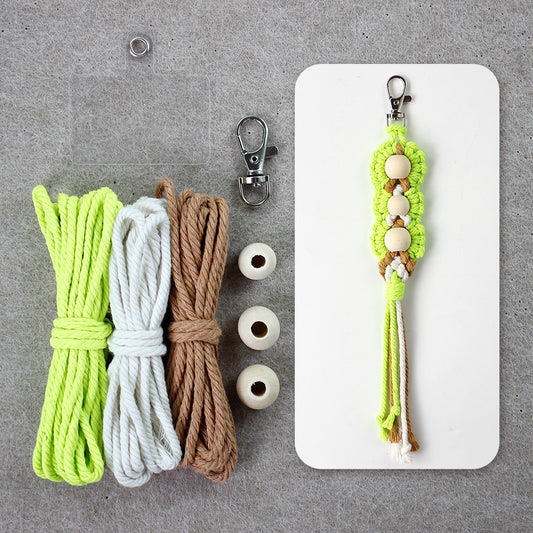 Wood Bead Fringe Keychain Weaving Kit Macrame Kit | Multi-Colors | Exquisite Design | Phone Pendant/Keychain | Beginner DIY Set