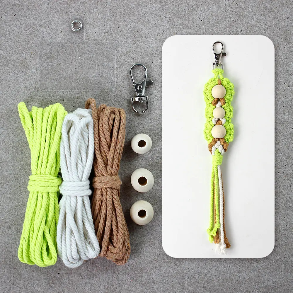 Macrame Kit for Beginners | DIY Wooden‑Bead Macrame Keychain Craft Kit