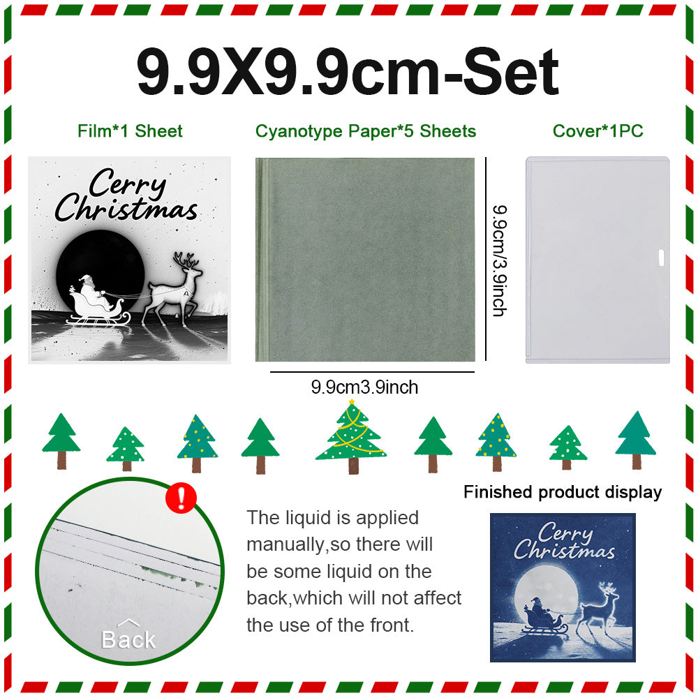 Christmas Cyanotype DIY Kit - 5 Sheets Sun Art Paper + 1 Christmas Film, Retro Printing/Mini Cyanotype Cards, For Beginners cyanotype set Retro Photography