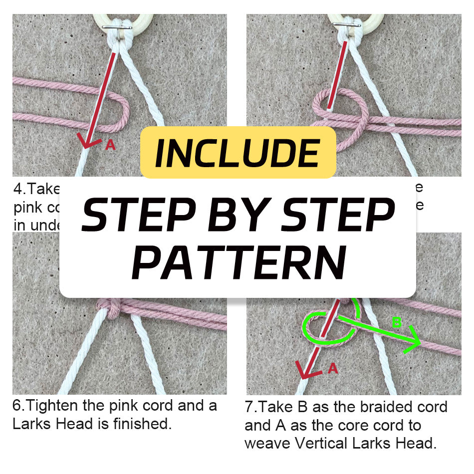 Six-Petal Flower Macrame DIY Kit - Polyester-Cotton Weaving Supplies with English Tutorial | Handmade Craft Set