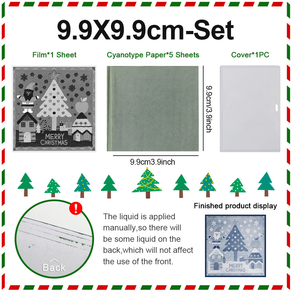 Christmas Cyanotype DIY Kit - 5 Sheets Sun Art Paper + 1 Christmas Film, Retro Printing/Mini Cyanotype Cards, For Beginners cyanotype set Retro Photography