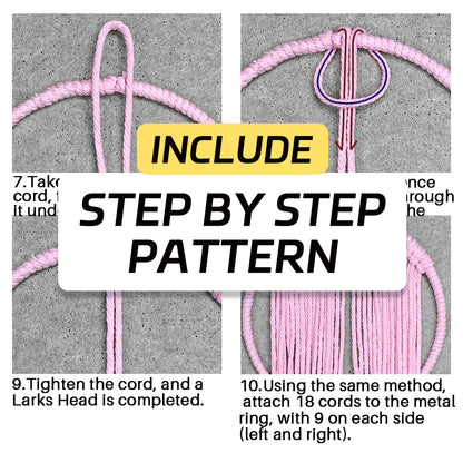 Macrame Kit for Beginners, Handwoven Heart Dry Flower Hanger, Aesthetic Wall Tapestry Ornament, DIY Weaving Supplies for Wedding Background, Home & Homestay Soft Decoration