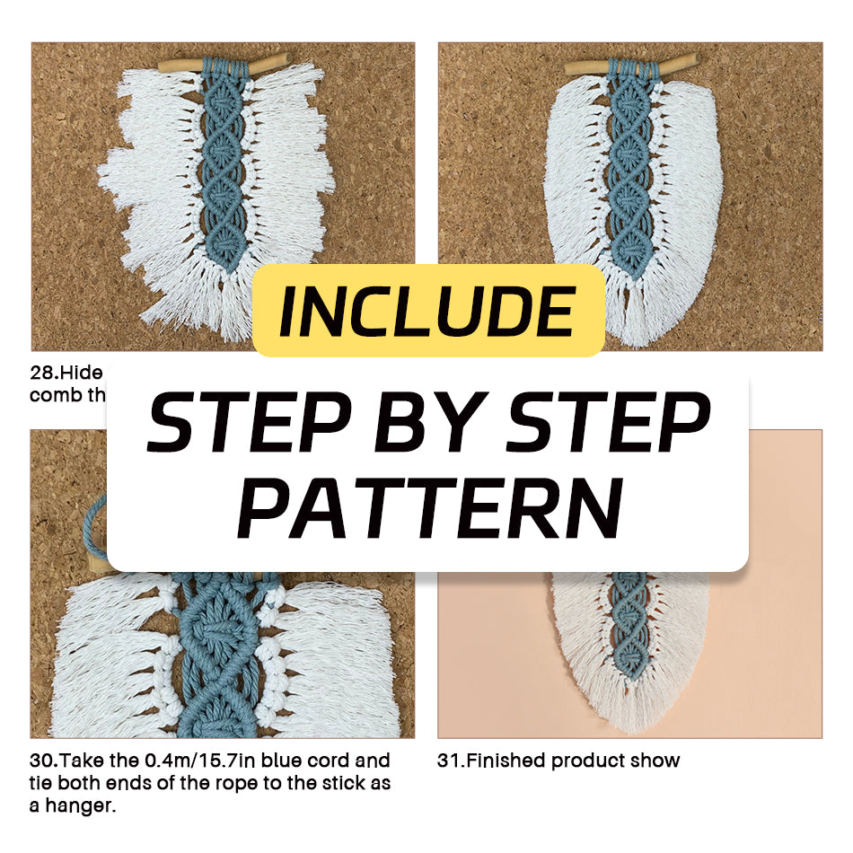 Macrame Kit Leaf Fringe Tapestry Weaving Kit | colour Leaf Vein Pattern | Customizable Leaf Shape | Bedroom/Living Room Decor | Beginner-Friendly