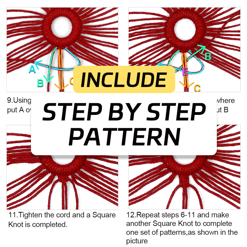 Christmas 7-Piece Macrame DIY Kit - Holiday Weaving Supplies with English Tutorial | Festive Craft Set
