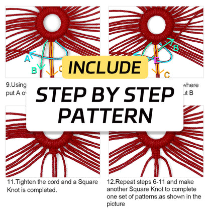 Christmas 7-Piece Macrame DIY Kit - Holiday Weaving Supplies with English Tutorial | Festive Craft Set