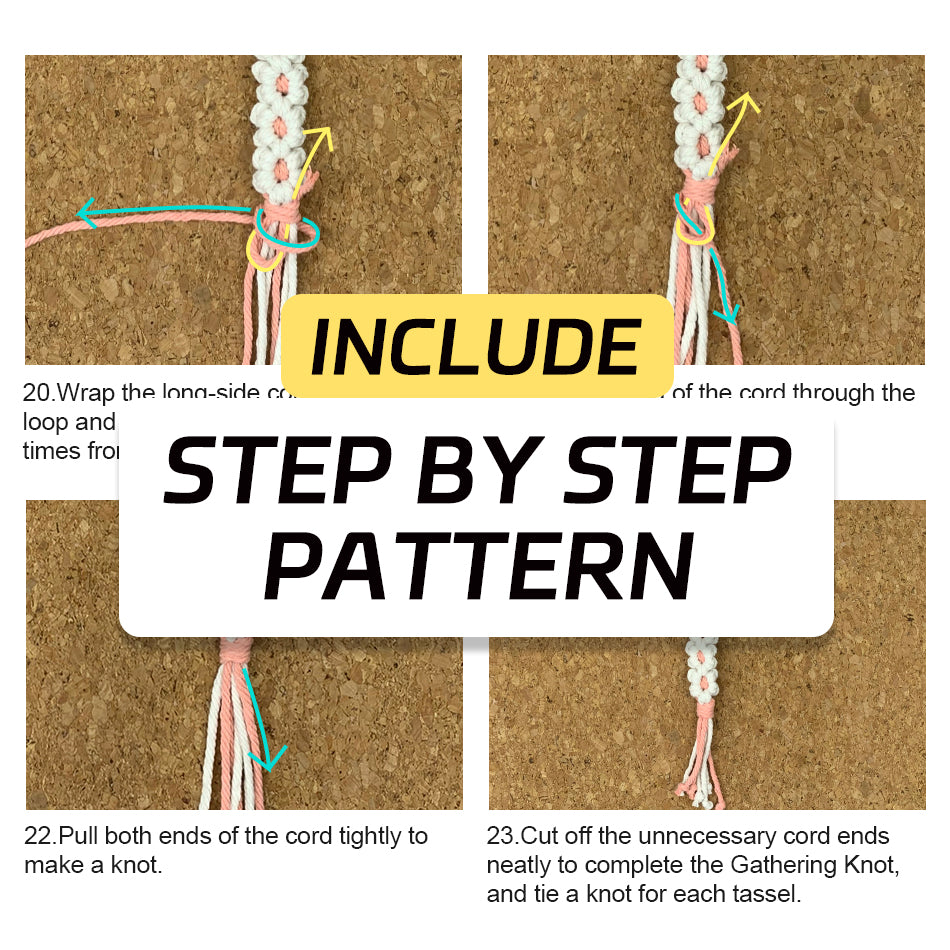 White Daisy Keychain Wristband Weaving Kit Macrame Kit: Premium Polyester Rope (2 colors, 3m each), Tutorial, Bronze Dog Clasp  Phone Clip, White Petals & Colored Center, Beginner-Friendly, For Pendants