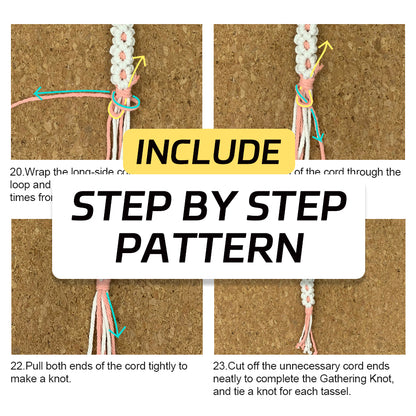 White Daisy Keychain Wristband Weaving Kit Macrame Kit: Premium Polyester Rope (2 colors, 3m each), Tutorial, Bronze Dog Clasp  Phone Clip, White Petals & Colored Center, Beginner-Friendly, For Pendants