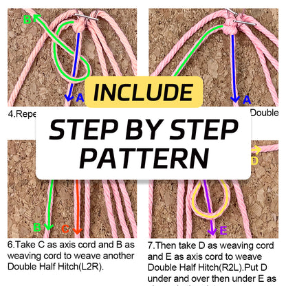 Four-Leaf Clover Macrame DIY Kit - Handmade Weaving Supplies with English Tutorial | Lucky Craft Set