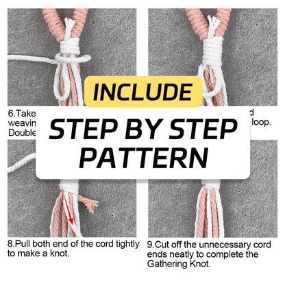 Macrame Kit Beaded Curtain Tieback Weaving Kit | Contrast Color Design | Wooden Bead Curtain Tieback | Curtain Organizer | Beginner Weaving