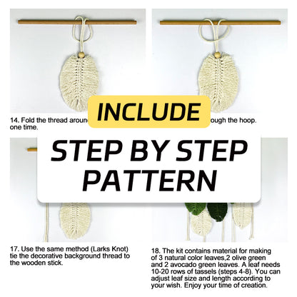 Macrame Kit Leaf Tapestry Weaving Kit | Bohemian Style | Adjustable Length | Bedroom/Living Room/Hallway Decor | Beginner-Friendly