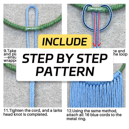 Macrame Kit Round Storage Basket Weaving Kit | Bohemian Style | Wall-Mounted Storage | Shelf | Beginner Weaving