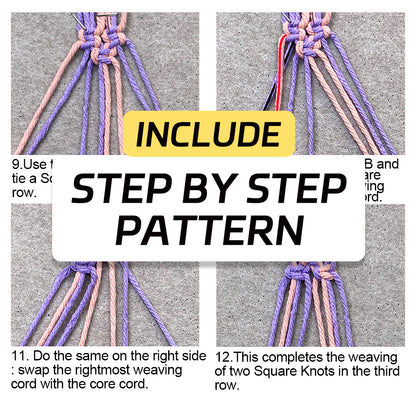 Macrame Kit Mini Tote Weaving Kit | Contrast/Gradient/Adjacent Colors | Hangable on Big Bags | Beginner-Friendly | DIY Gift