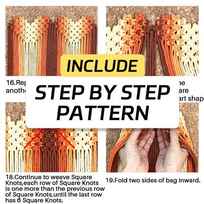 Macrame Kit Heart-Shaped Beaded Tote Weaving Kit | Dopamine Colors | Commute/Outing Use | Beginner-Friendly | DIY Gift