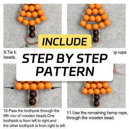 Christmas Wooden Bead Tree Weaving Kit Macrame Kit | Car/Home Use | 2-Color Beads (Exquisite Shape) | Holiday DIY Gift | Beginner-Suitable
