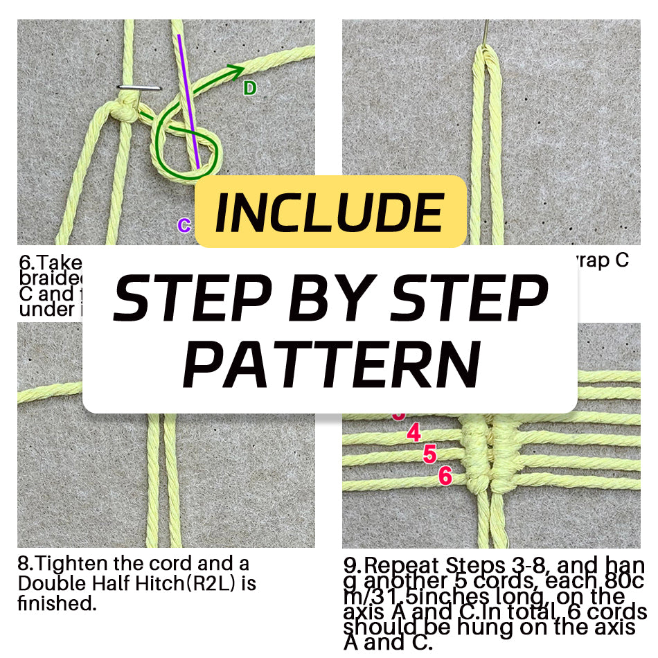Lotus Flower Macrame DIY Kit - Handmade Weaving Supplies with English Tutorial | Zen Craft Set