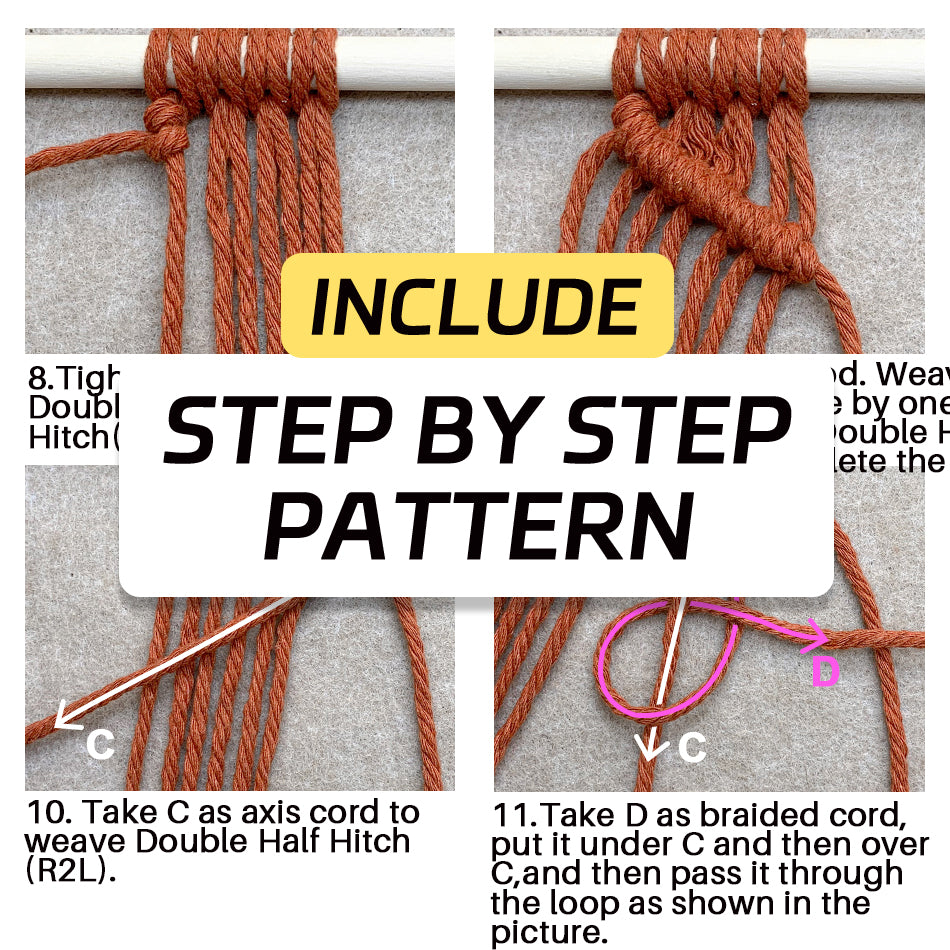 Macrame Kit Shell Tapestry Weaving Kit | 3-Color 3-Layer Gradient | Shell Links | Bedroom/Living Room Decor | Beginner-Friendly