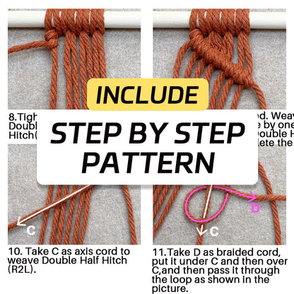 Macrame Kit Shell Tapestry Weaving Kit | 3-Color 3-Layer Gradient | Shell Links | Bedroom/Living Room Decor | Beginner-Friendly