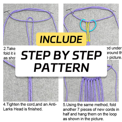 DIY Enthusiasts Mini Storage Hanger Macrame Kit | Cute Wooden Bead Plant Net Bag Weaving Kit | Home Decoration Hanging Basket