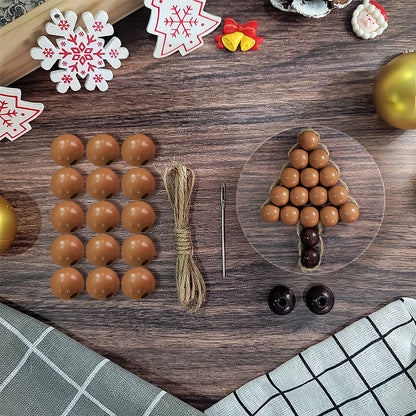 Christmas Wooden Bead Tree Weaving Kit Macrame Kit | Car/Home Use | 2-Color Beads (Exquisite Shape) | Holiday DIY Gift | Beginner-Suitable