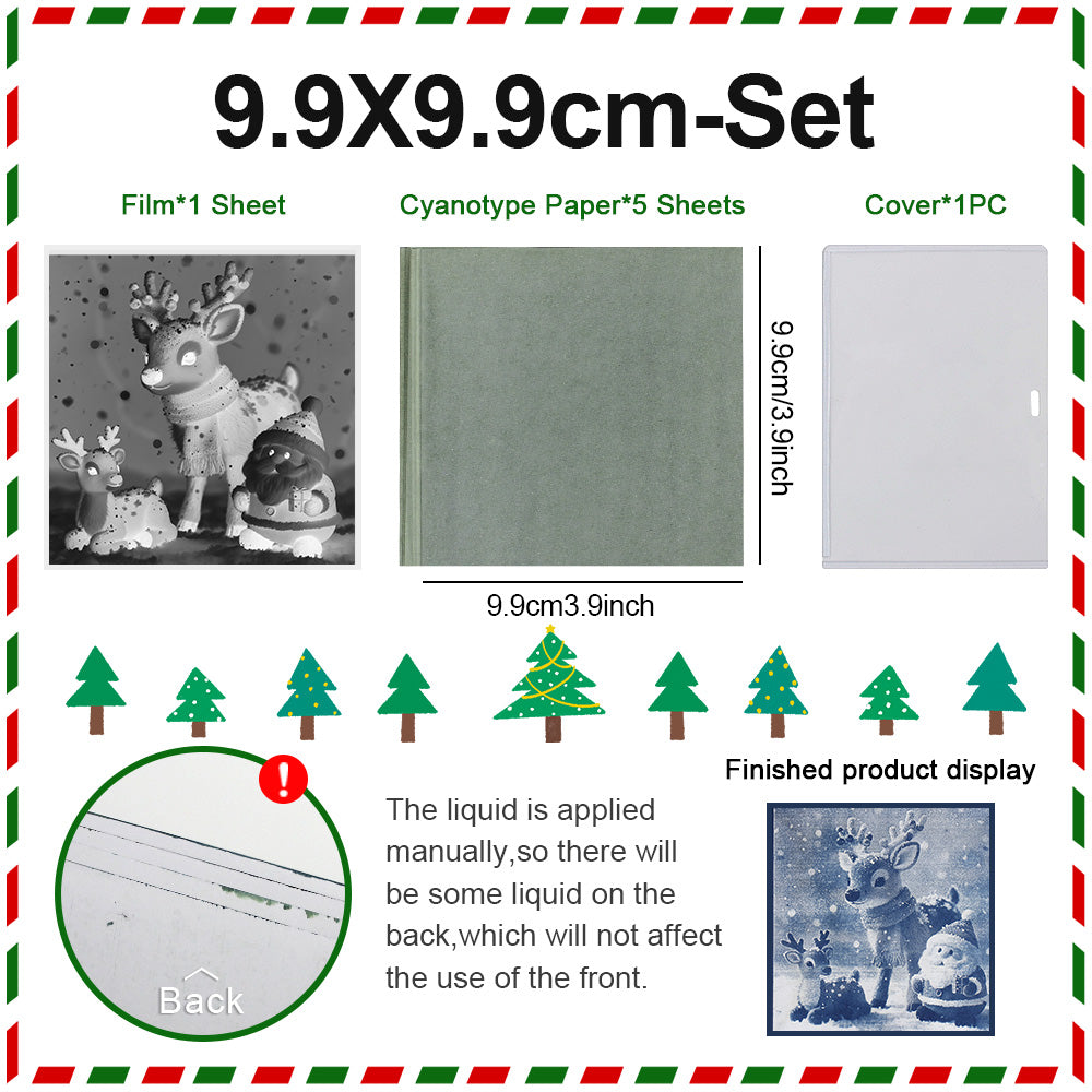 Christmas Cyanotype DIY Kit - 5 Sheets Sun Art Paper + 1 Christmas Film, Retro Printing/Mini Cyanotype Cards, For Beginners cyanotype set Retro Photography